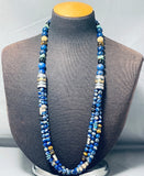 Native American Authentic Singer Rare Rounded Lapis Sterling Silver Necklace-Nativo Arts