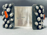 Dynamic Native American Navajo Coral Cross Sterling Silver Bracelet Signed-Nativo Arts