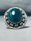 Dynamic Joe Tso Native American Navajo Jade Sterling Silver Ring Signed Jo Tso-Nativo Arts