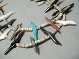 Native American One Of The Best Vintage Santo Domingo Turquoise Fetish Sterling Silver Necklace-Nativo Arts