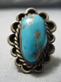 Very Rare Vintage Native American Navajo Persin Turquoise Sterling Silver Ring Old-Nativo Arts