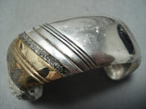 Authentic Thomas Singer Vintage Native American Navajo Sterling Silver Gold Bracelet-Nativo Arts