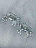 Pretty Native American Navajo Sterling Silver Horse Earrings-Nativo Arts