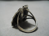 Striking Vintage Native American Navajo Spiderweb Turquoise Sterling Silver Ring Old-Nativo Arts