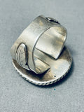 Eye Catching Vintage Native American Navajo Turquoise Sterling Silver Leaf Ring-Nativo Arts