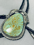 Monumental Vintage Native American Navajo Royston Turquoise Sterling Silver Bolo-Nativo Arts