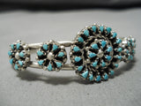 Rare Zuni Native American Vintage Sterling Silver Turquoise Bracelet Old-Nativo Arts