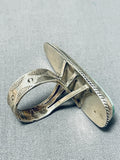 Beautiful Vintage Native American Zuni Huge Green Turquoise Sterling Silver Ring-Nativo Arts