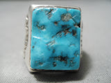 Unbelievable Vintage Native American Navajo Kingman Turquoise Sterling Silver Ring Old-Nativo Arts