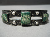 Early 1900's Vintage Native American Navajo Cerrillos Turquoise Sterling Silver Bracelet-Nativo Arts