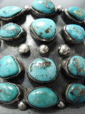 Authentic Vintage Native American Navajo Blue Gem Turquoise Sterling Silver Bracelet-Nativo Arts