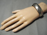 Rare Vintage Native American Navajo Hand Tooled Sterling Silver Segmented Bracelet Old-Nativo Arts