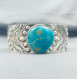 Jake Francosa San Felipe Old Kingman Turquoise Sterling Silver Bracelet-Nativo Arts