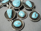 Heavy!! Huge Vintage Native American Navajo Turquoise Sterling Silver Squash Blossom Necklace-Nativo Arts
