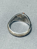 Older More Rare Vintage Native American Navajo Coral Snake Eyes Sterling Silver Ring-Nativo Arts