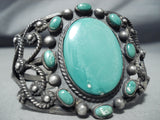 Very Rare Massive Vintage Native American Navajo Cerrillos Turquoise Sterling Silver Bracelet-Nativo Arts