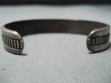 Signed Vintage Navajo Native American Sterling Silver Bracelet Old-Nativo Arts