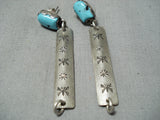Important Peshlakai (d.) Vintage Native American Navajo Turquoise Sterling Silver Earrings-Nativo Arts