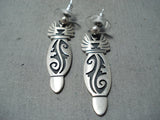 Fabulous Vintage Hopi Native American Sterling Silver Earrings-Nativo Arts