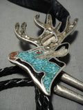 Tremendous Vintage Native American Navajo Turquoise Sterling Silver Bolo Tie-Nativo Arts