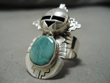Important Kachina Master Native American Navajo Turquoise Sterling Silver Ring-Nativo Arts