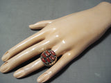 Tremendous Navajo Coral Sterling Silver Ring Native American-Nativo Arts
