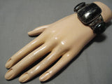 Very Rare Vintage Native American Navajo Calaverite Tellurim Sterling Silver Bracelet Old-Nativo Arts