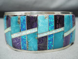 One Of The Most Intricate Native American Navajo Turquoise Opal Sterling Silver Bracelet-Nativo Arts