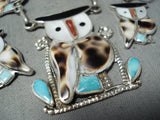 Striking Vintage Native American Zuni Mother-of-pearl Sterling Silver Necklace & Earring Set Old-Nativo Arts