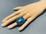 Opulent Del Gordan Vintage Native American Navajo Bisbee Turquoise Sterling Silver Ring-Nativo Arts