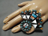 Exquisite Vintage Navajo Stone Inlay Sterling Silver Native American Ring-Nativo Arts