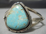 Rare Vintage Native American Navajo #8 Turquoise Sterling Silver Bracelet Old-Nativo Arts