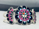 Very Unique Sugulite Inlay Vintage Native American Zuni Sterling Silver Bracelet-Nativo Arts