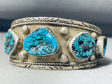 Amazing Vintage Native American Navajo 5 Sleeping Beauty Turquoise Sterling Silver Bracelet-Nativo Arts