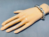 Heavy Hand Twisted Native American Navajo Wired Sterling Silver Bracelet Cuff-Nativo Arts