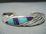 Important Vintage Native American Navajo Ray Tracey Turquoise Sterling Silver Bracelet-Nativo Arts