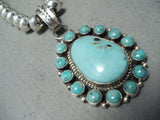 Marie Thompson Vintage Native American Navajo Turquoise Cluster Sterling Silver Necklace-Nativo Arts