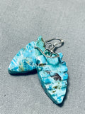 Fascinating Native American Navajo Turquoise Sterling Silver Earrings-Nativo Arts