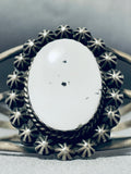 Spectacular Vintage Native American Navajo White Buffalo Sterling Silver Bracelet-Nativo Arts