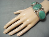 Spectacular Vintage Native American Navajo Green Turquoise Sterling Silver Bracelet-Nativo Arts