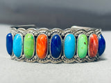 Rainbow Stones Vintage Southwest Sterling Silver Bracelet-Nativo Arts