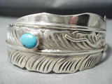 One Of The Most Detailed Native American Navajo Turquoise Sterling Silver Bangle Bracelet-Nativo Arts