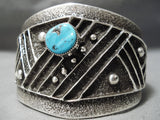 Ornamental Native American Navajo Sleeping Beauty Turquoise Sterling Silver Bracelet-Nativo Arts