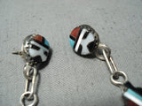 Expressive Vintage Native American Zuni Turquoise Sterling Silver Earrings Old-Nativo Arts
