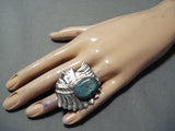 Impressive Navajo Spiderweb Turquoise Sterling Silver Ring Native American-Nativo Arts
