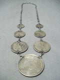 Tremendous Navajo Native American Silver Coins Necklace-Nativo Arts