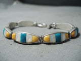Vibrant Vintage Navajo Turquoise Sterling Silver Bracelet Native American Old-Nativo Arts