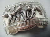Pack Of Wolves Native American Navajo Sterling Silver Bracelet Cuff-Nativo Arts