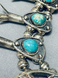 Rare Gilber Turquoise Vintage Native American Navajo Sterling Silver Squash Blossom Necklace-Nativo Arts