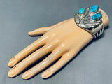Harry Kee Vintage Native American Navajo Blue Thunder Turquoise Sterling Silver Bracelet-Nativo Arts
